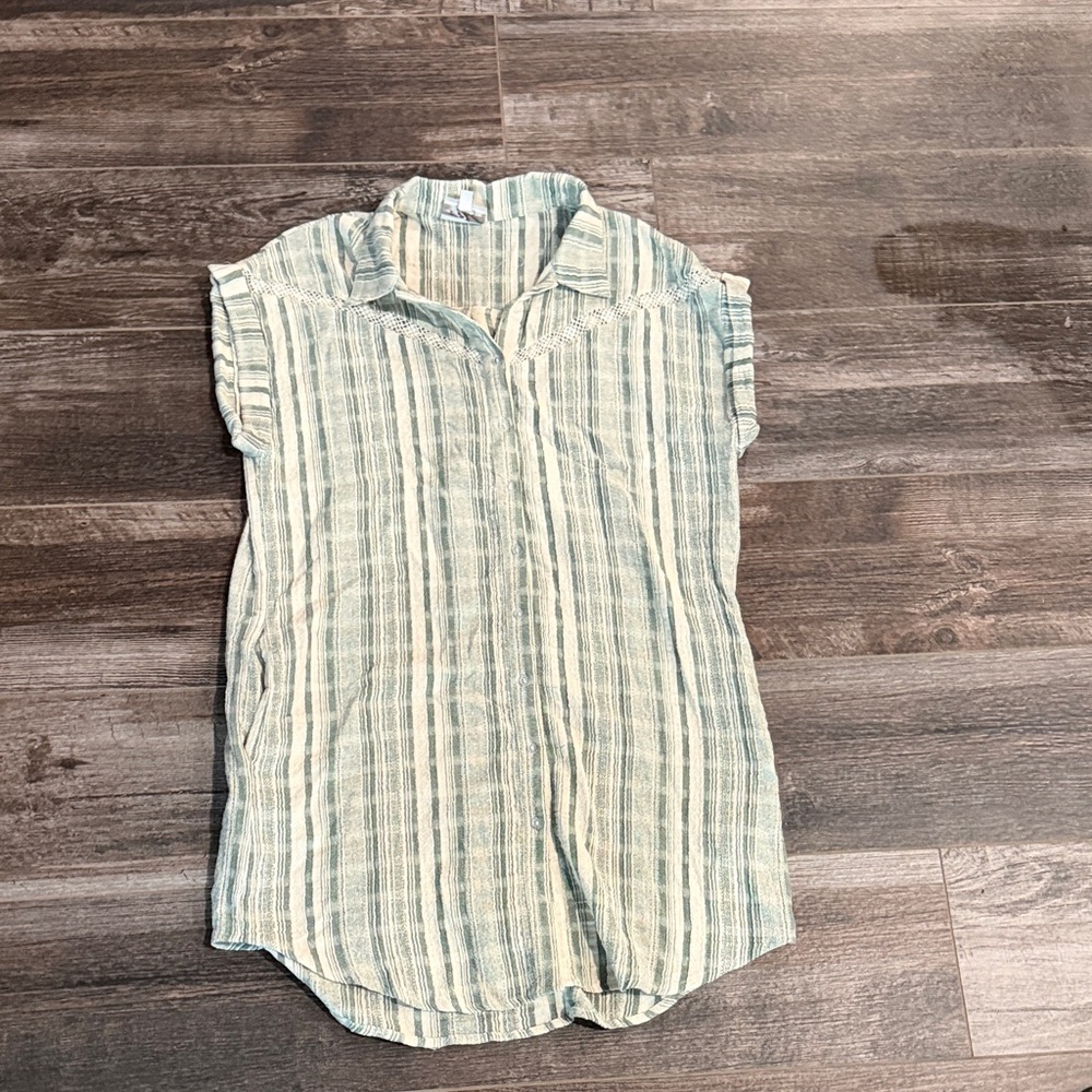 Striped Green and White Women's dress with pockets